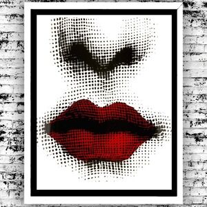 Art Print Sexy Red Lips Femme Fatale Bright Bold Wall Decor 8.5x11